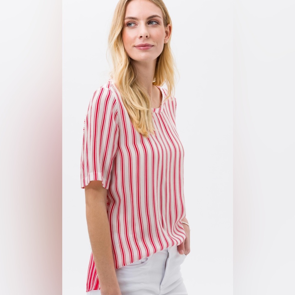BRAX | NWT size 38/medium red and white short‎ sleeve striped Velma top